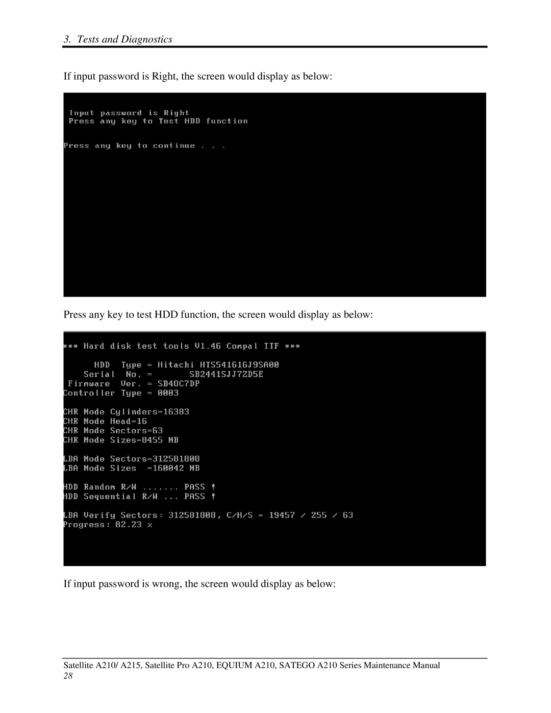 Toshiba a210 manual Tests and Diagnostics 