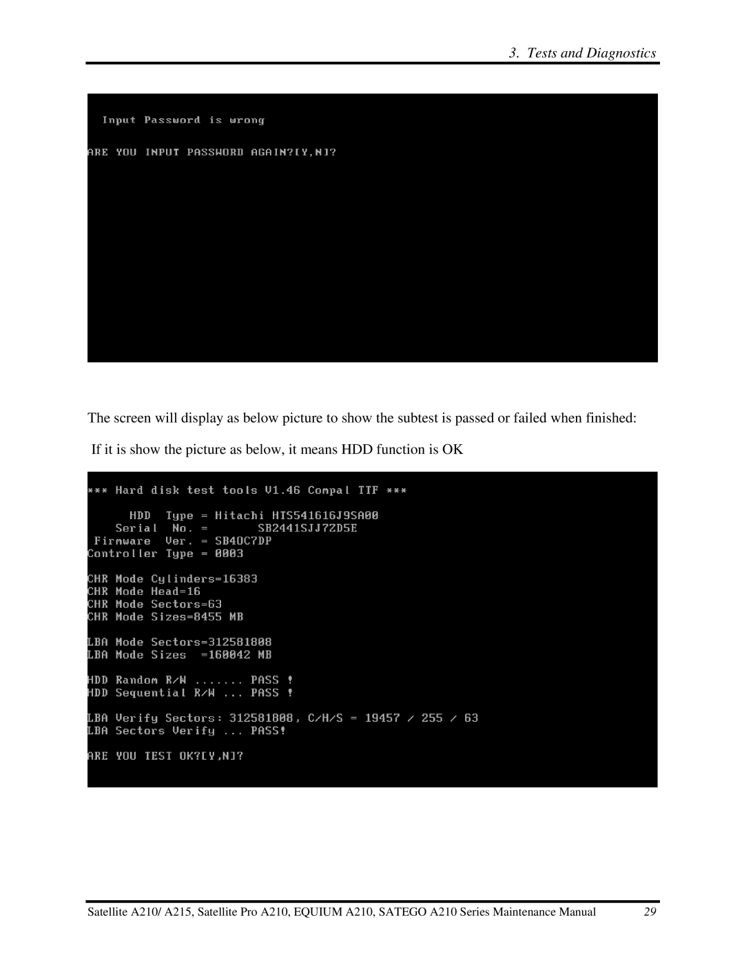 Toshiba a210 manual Tests and Diagnostics 