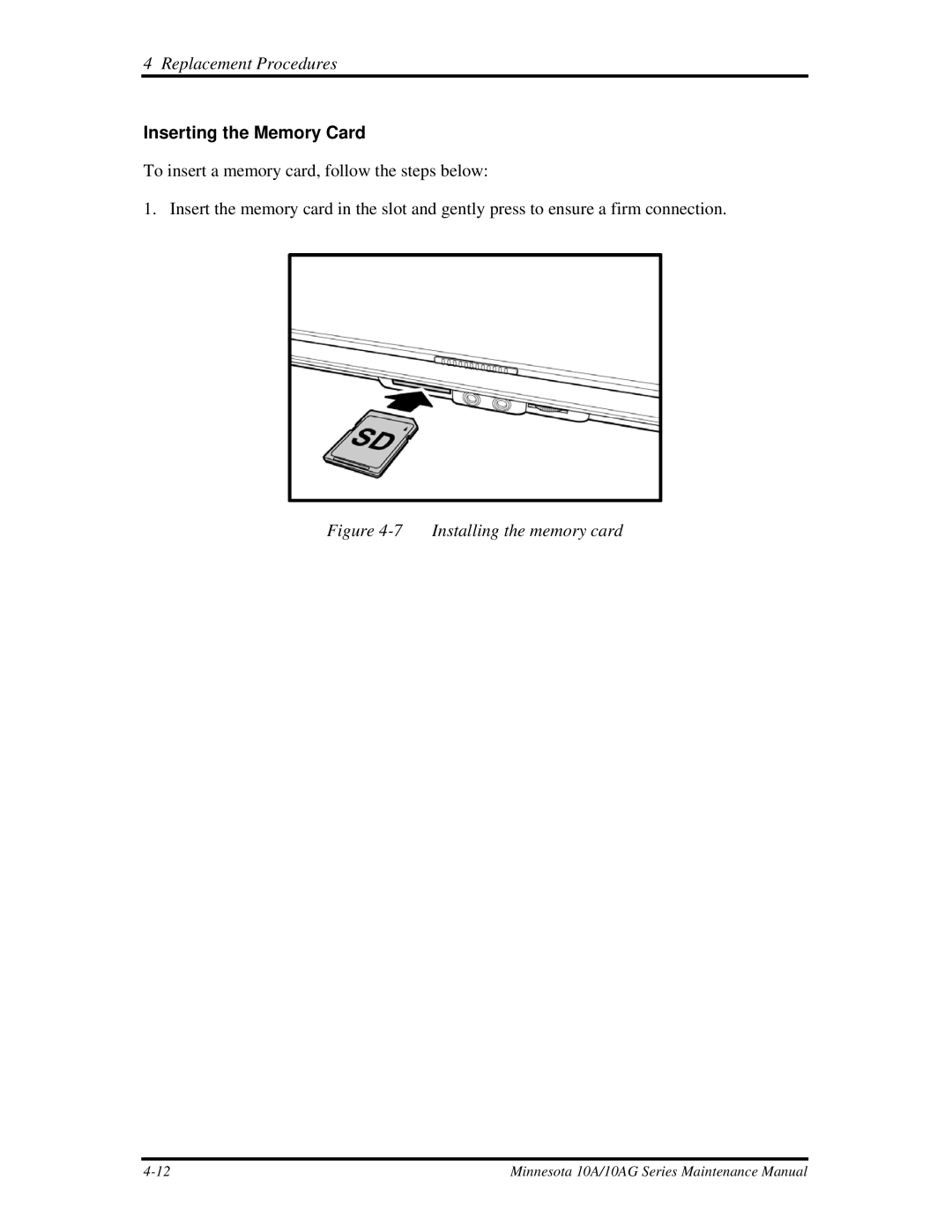 Toshiba a210 manual Inserting the Memory Card, Installing the memory card 