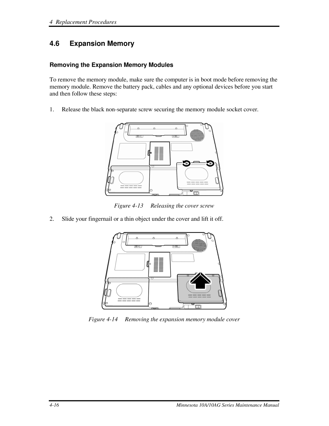 Toshiba a210 manual Removing the Expansion Memory Modules 