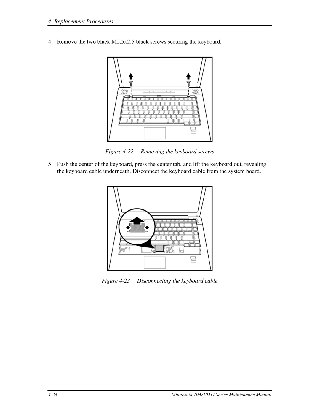 Toshiba a210 manual Removing the keyboard screws 