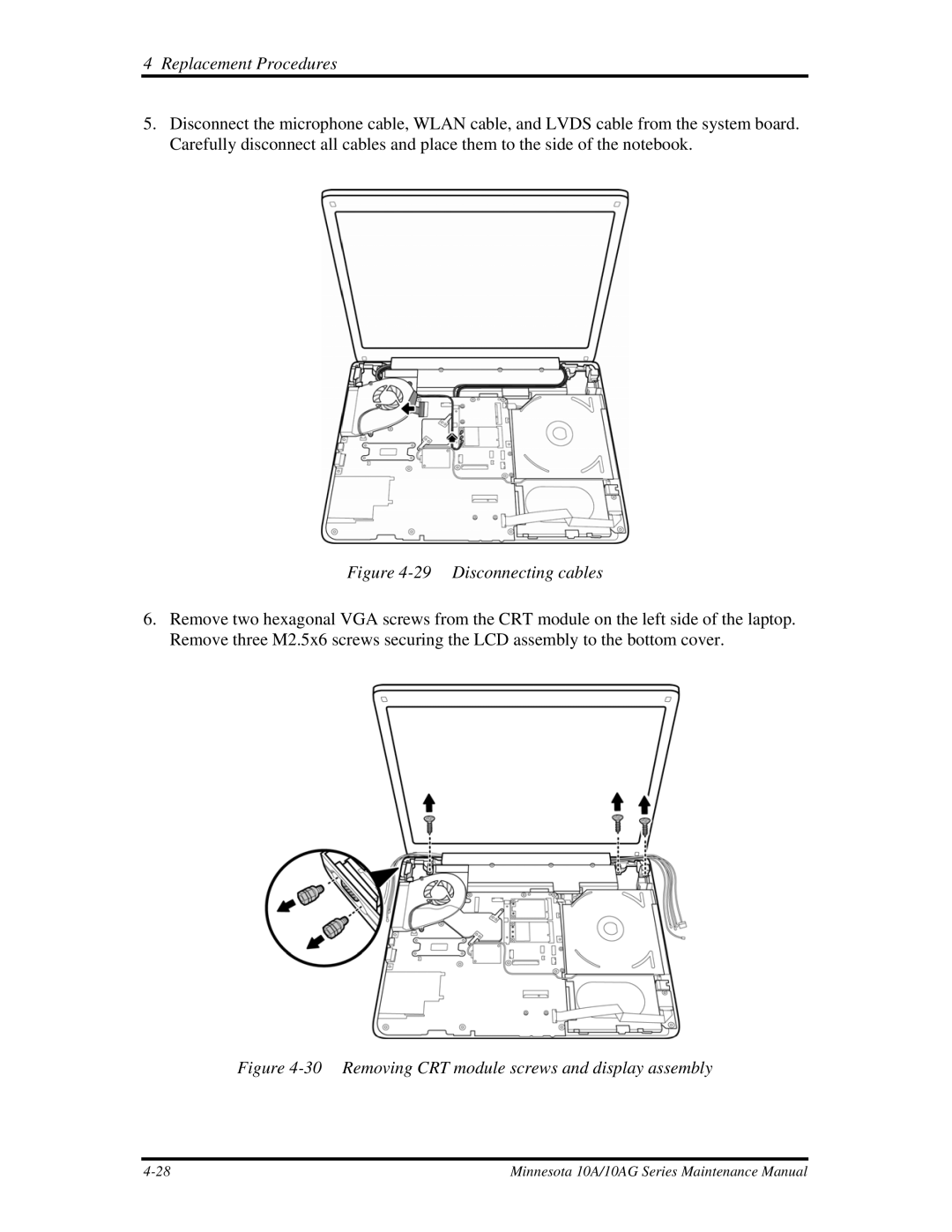 Toshiba a210 manual Disconnecting cables 