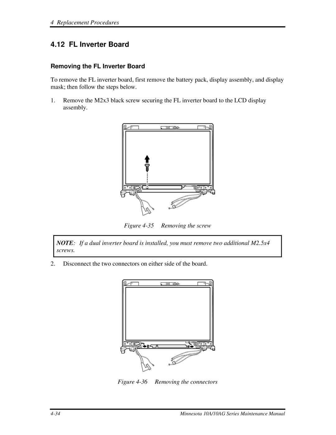 Toshiba a210 manual Removing the FL Inverter Board 