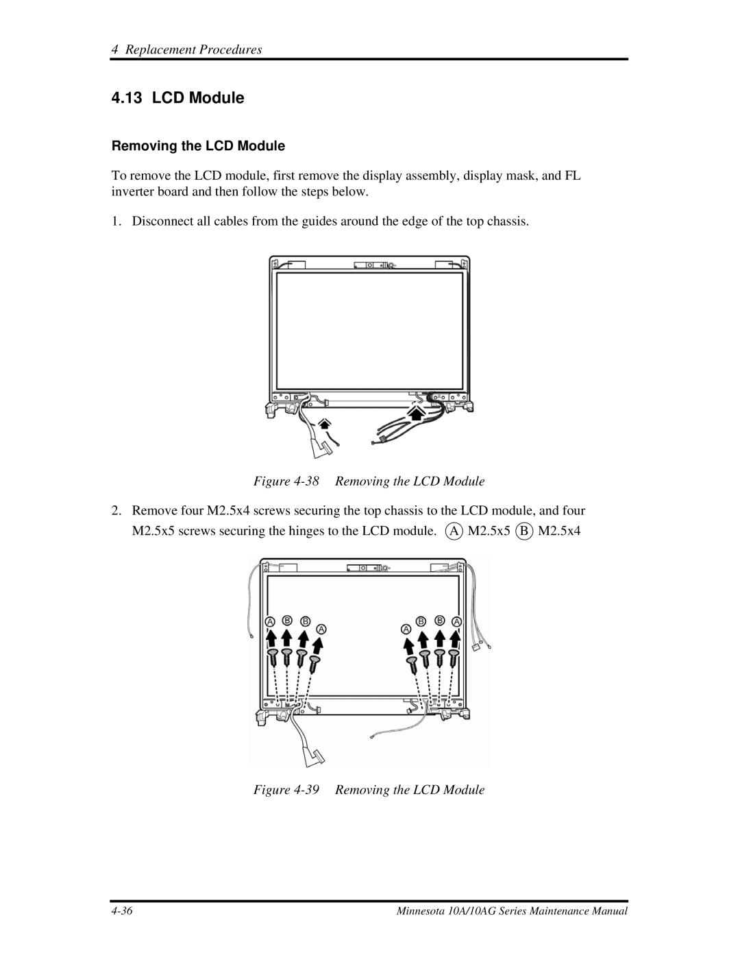 Toshiba a210 manual Removing the LCD Module 