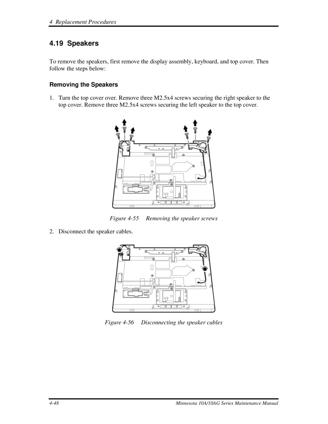 Toshiba a210 manual Removing the Speakers 