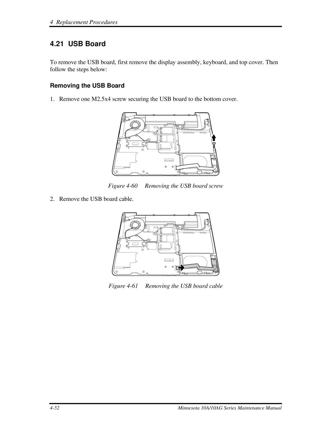 Toshiba a210 manual Removing the USB Board 