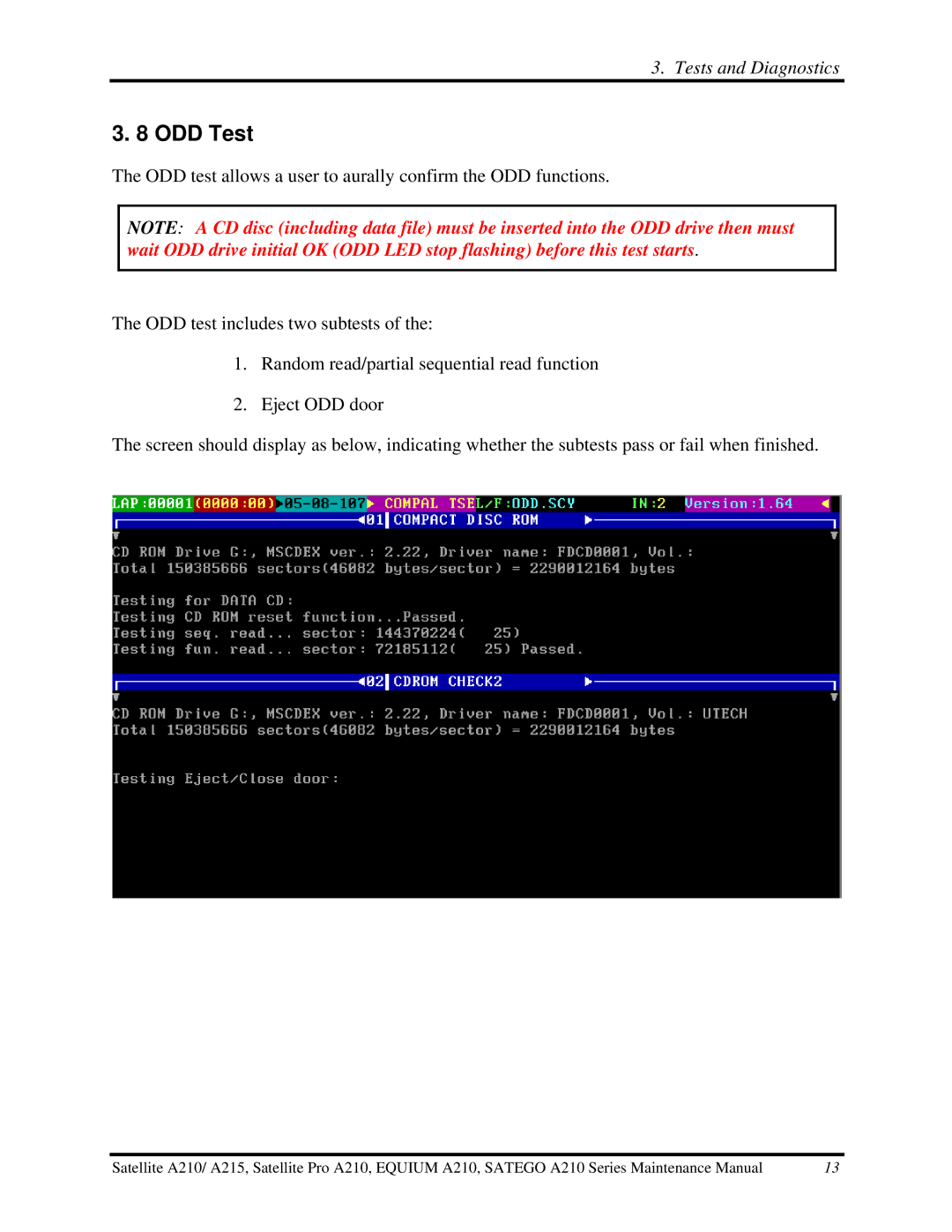 Toshiba a210 manual ODD Test 