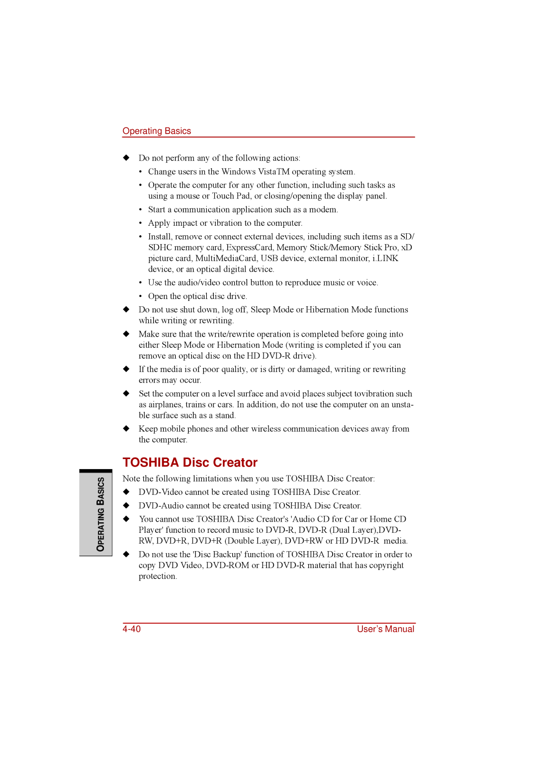 Toshiba a210 user manual Toshiba Disc Creator 