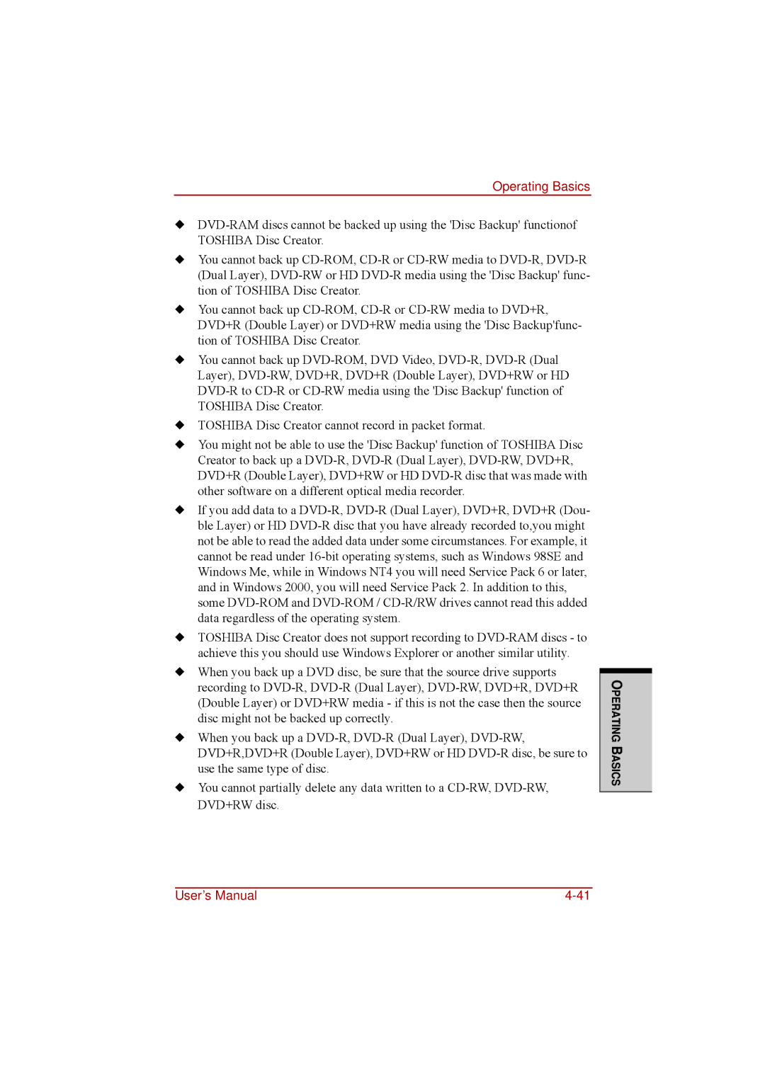 Toshiba a210 user manual Operating Basics 