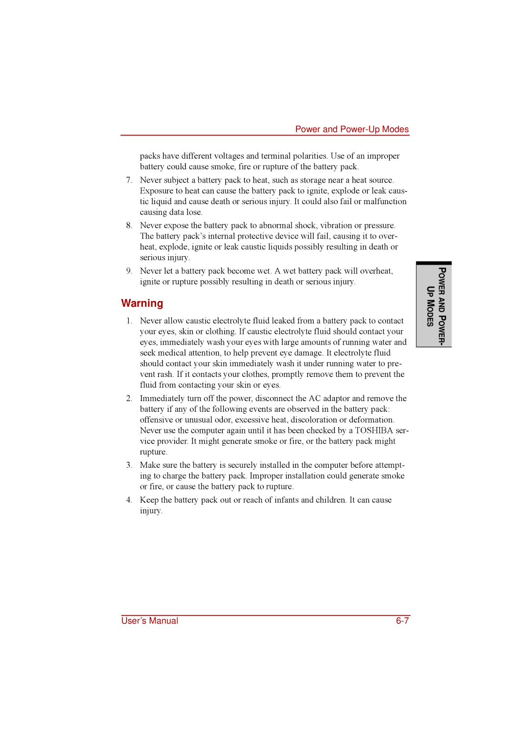 Toshiba a210 user manual Power and Power-Up Modes 