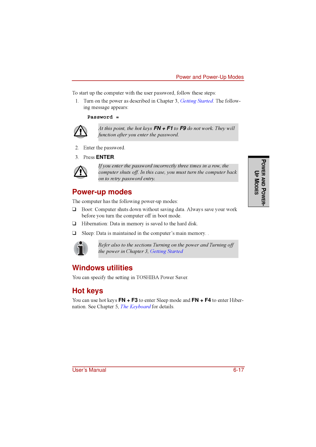 Toshiba a210 user manual Power-up modes, Windows utilities 