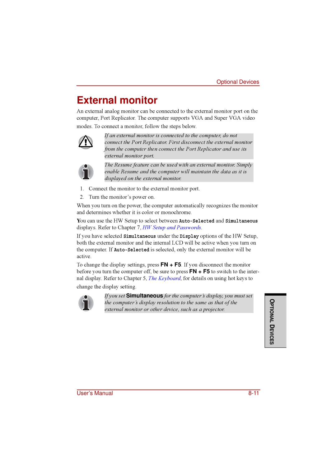 Toshiba a210 user manual External monitor 