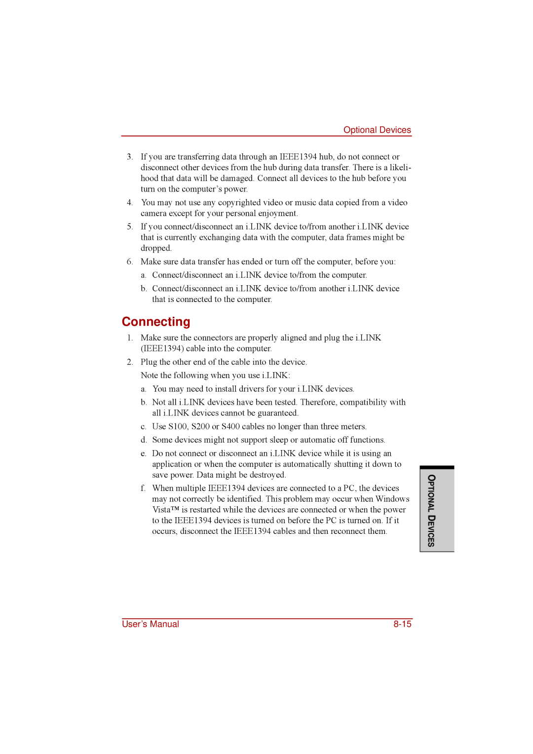 Toshiba a210 user manual Connecting 