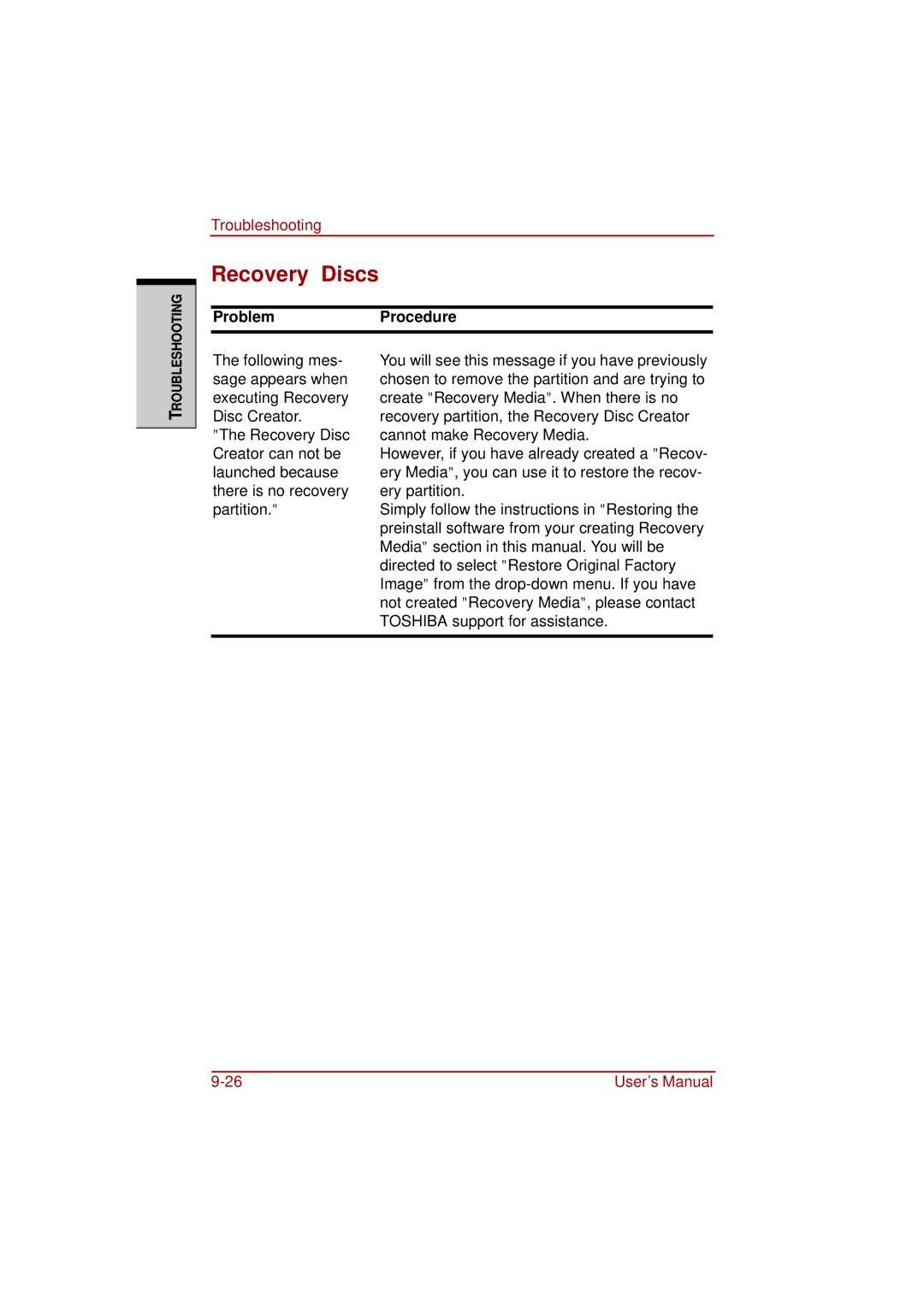 Toshiba a210 user manual Recovery Discs 