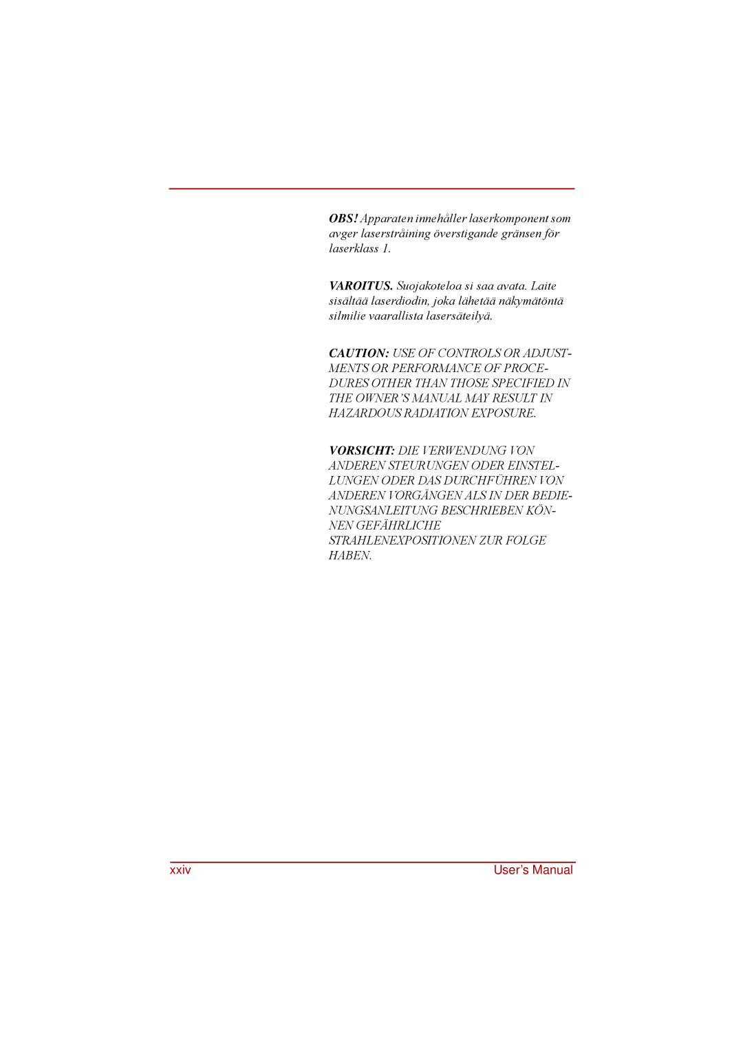 Toshiba a210 user manual Xxiv User’s Manual 