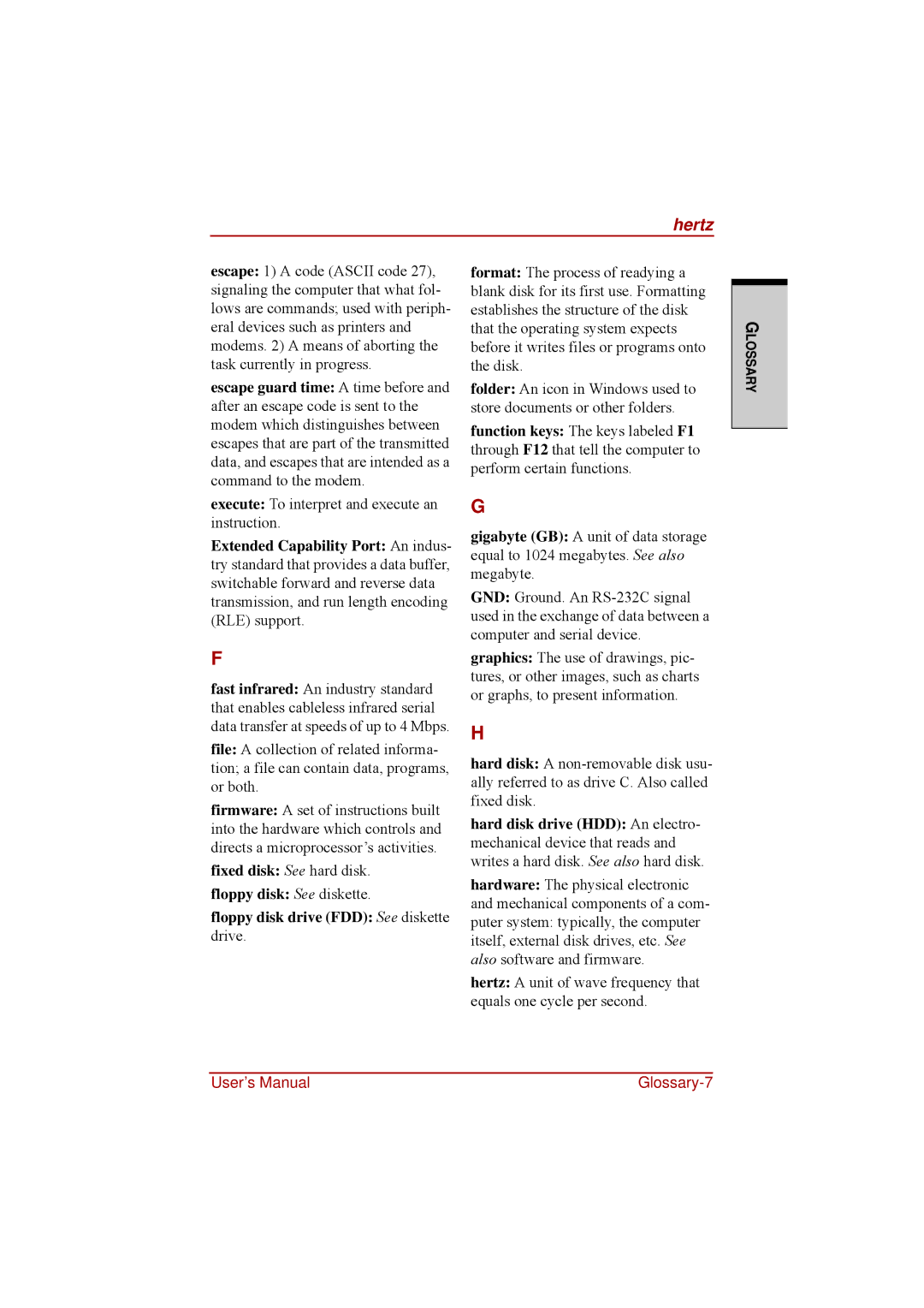 Toshiba a210 user manual Hertz 