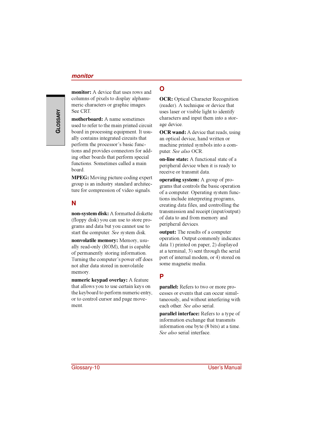 Toshiba a210 user manual Monitor 