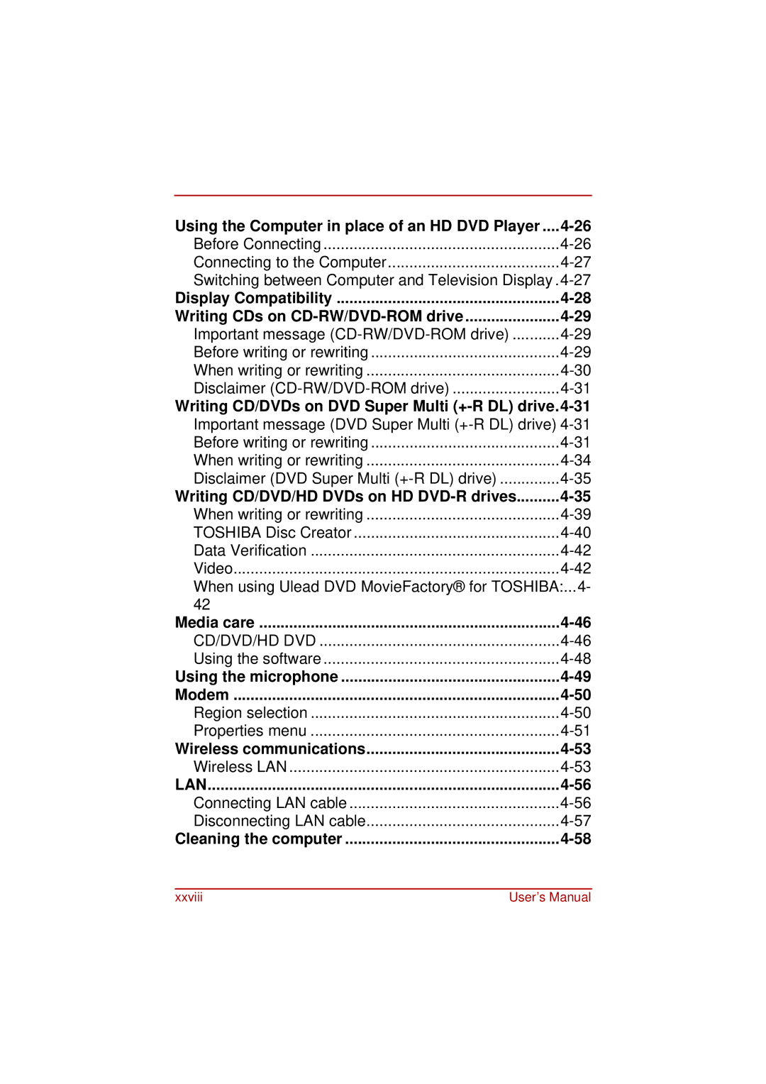 Toshiba a210 user manual Lan 