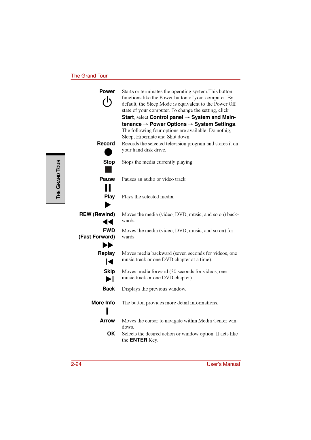 Toshiba a210 Start , select Control panel → System and Main, Tenance → Power Options → System Settings, Record, Stop 