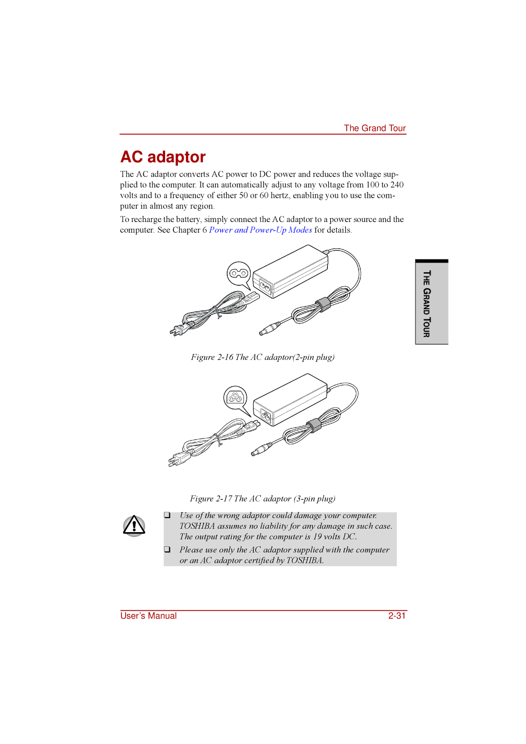 Toshiba a210 user manual The AC adaptor2-pin plug 