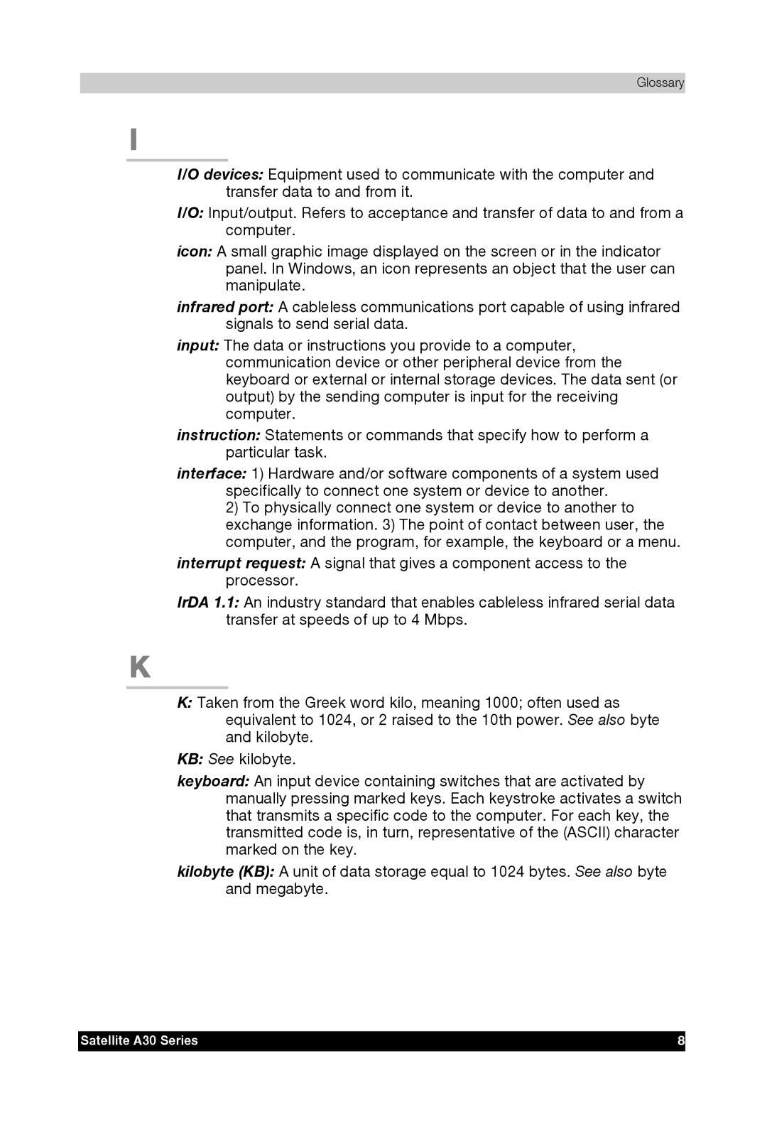 Toshiba user manual Satellite A30 Series 