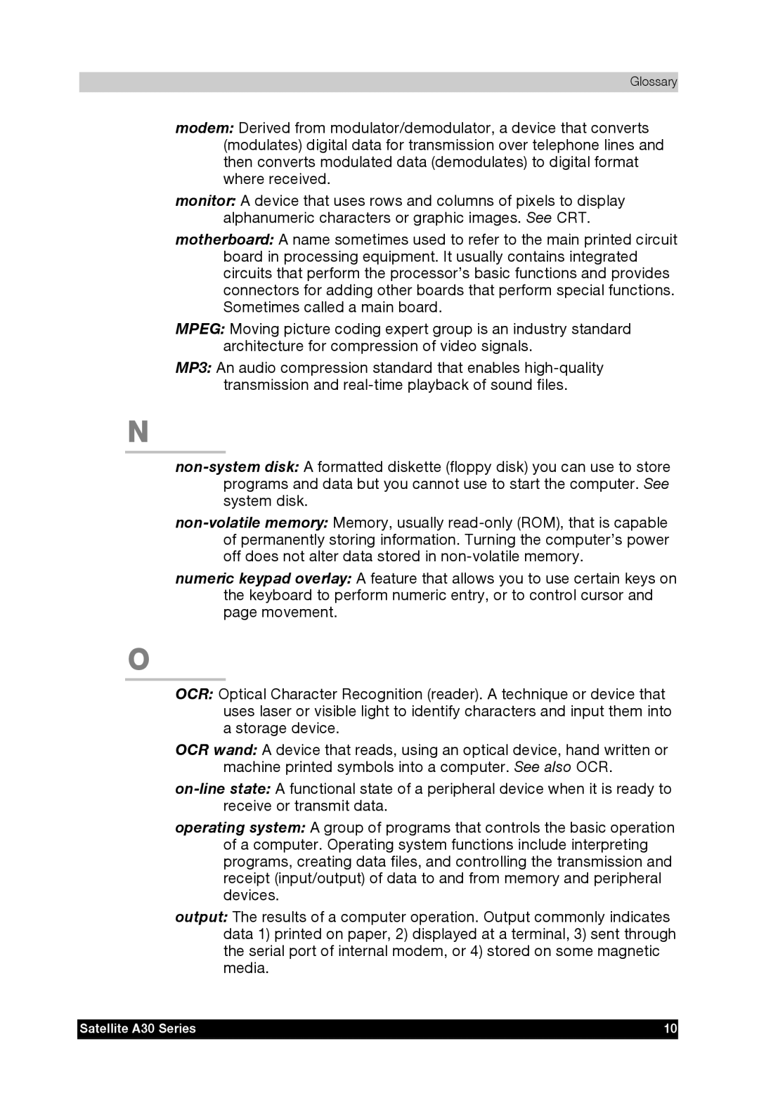 Toshiba user manual Satellite A30 Series 