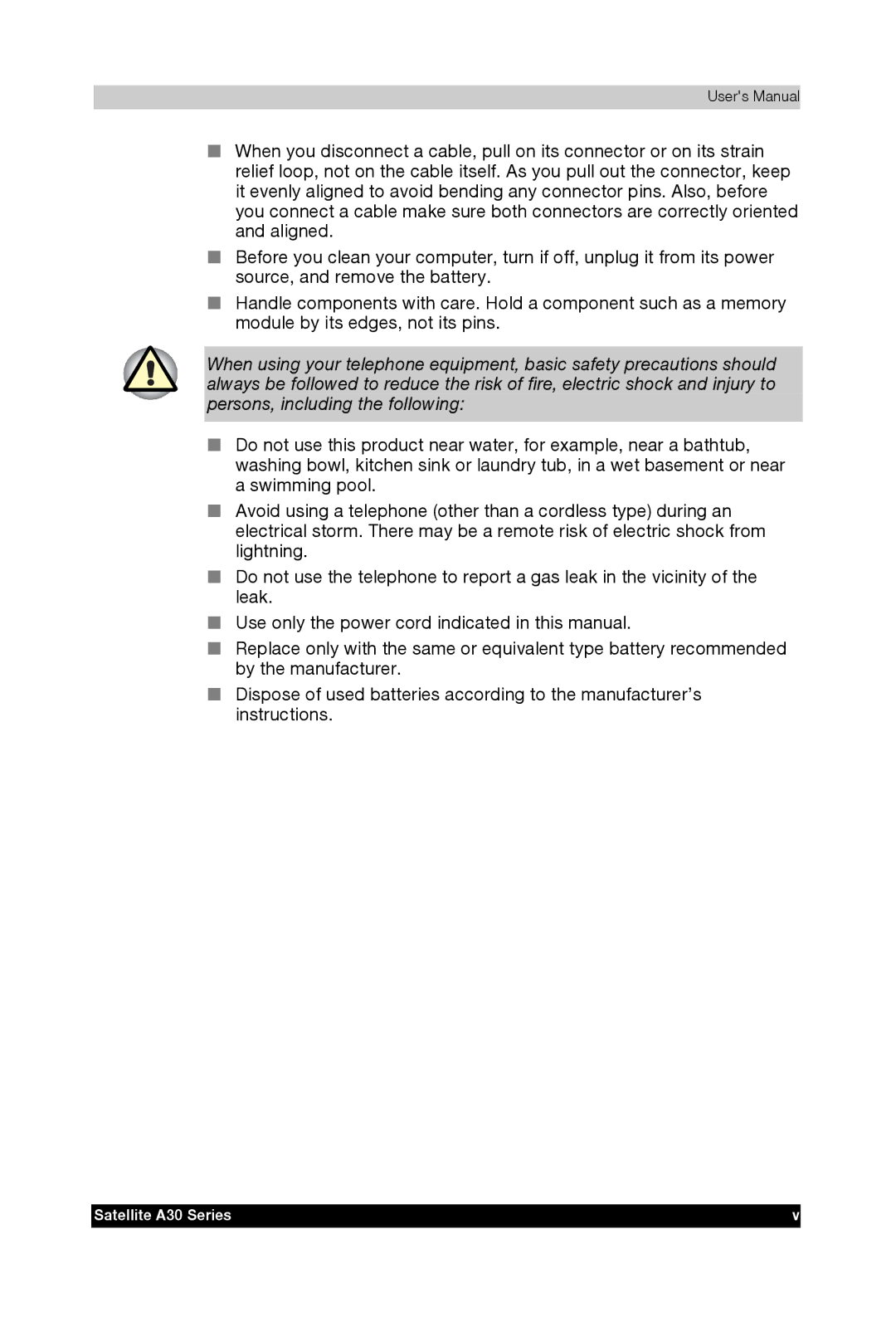 Toshiba user manual Satellite A30 Series 