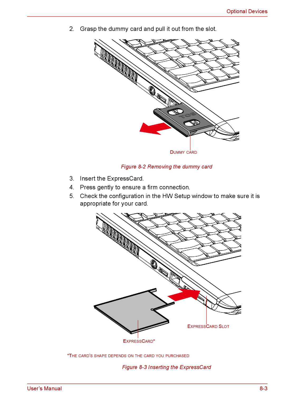 Toshiba PRO A300D user manual Grasp the dummy card and pull it out from the slot 