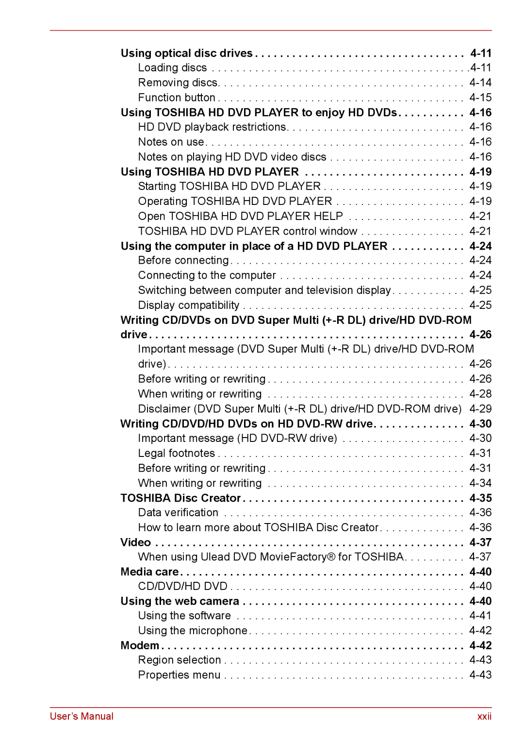 Toshiba PRO A300D user manual Media care 