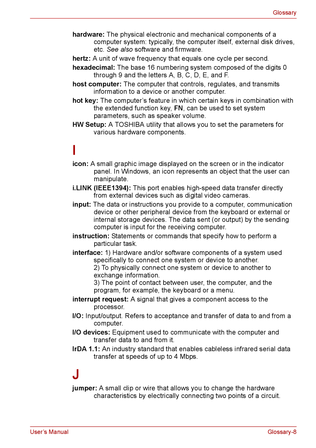 Toshiba PRO A300D user manual Glossary-8 