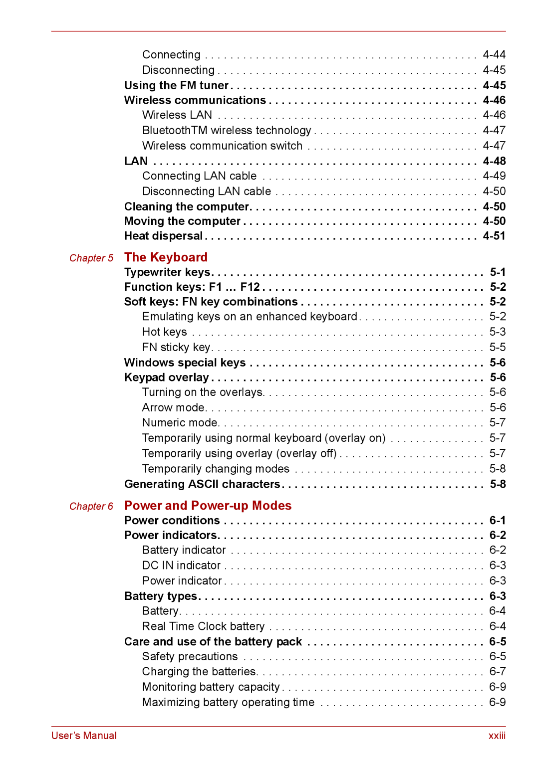 Toshiba PRO A300D user manual Using the FM tuner -45 Wireless communications, Generating Ascii characters 