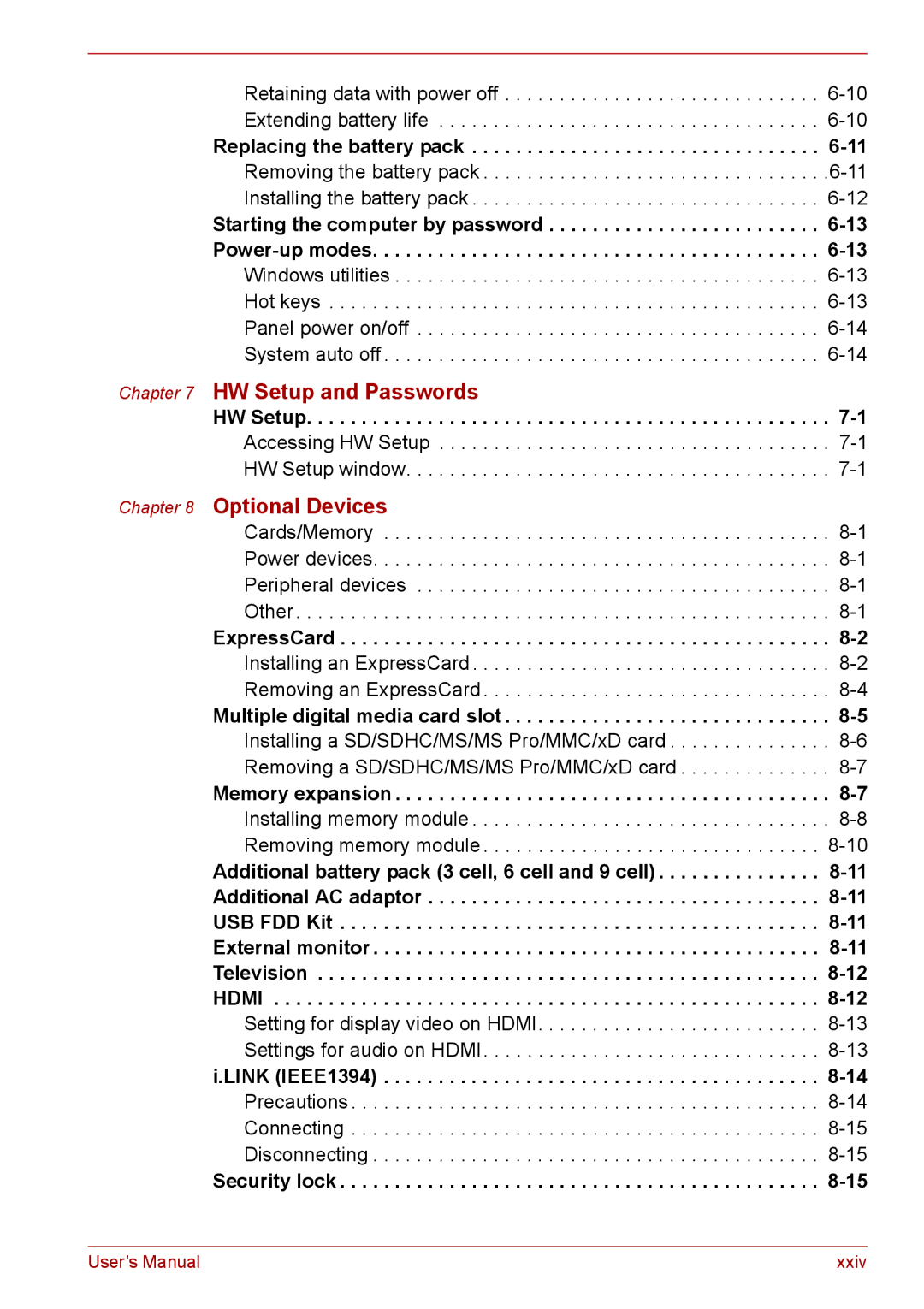 Toshiba PRO A300D user manual HW Setup -1Accessing HW Setup -1 HW Setup window, Security lock 