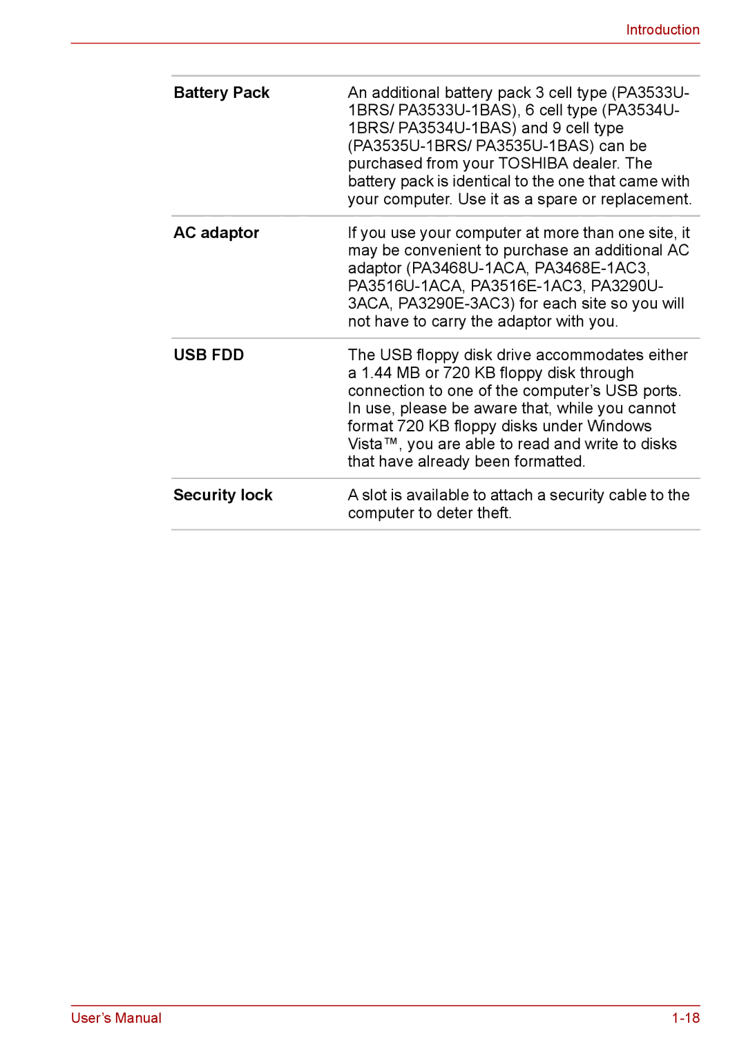 Toshiba PRO A300D user manual Usb Fdd 