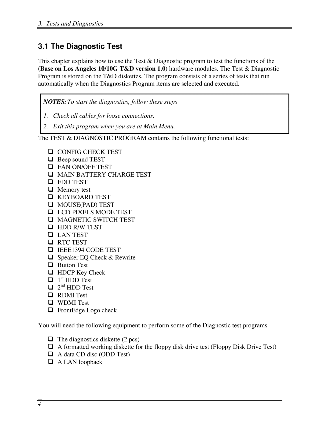 Toshiba A350 manual Diagnostic Test 