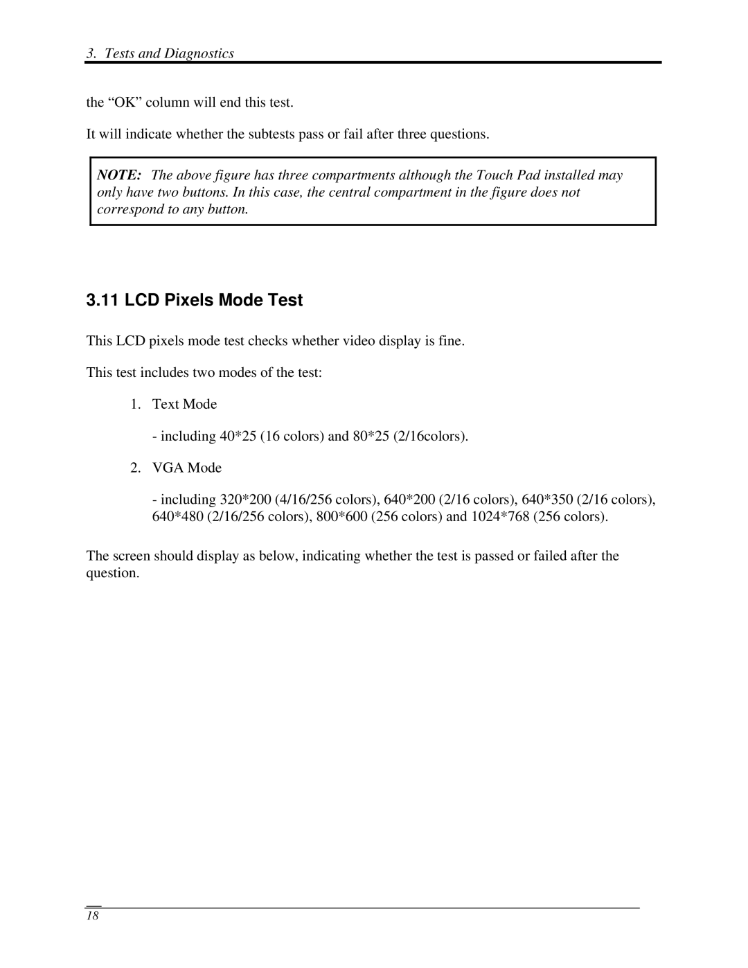 Toshiba A350 manual LCD Pixels Mode Test 