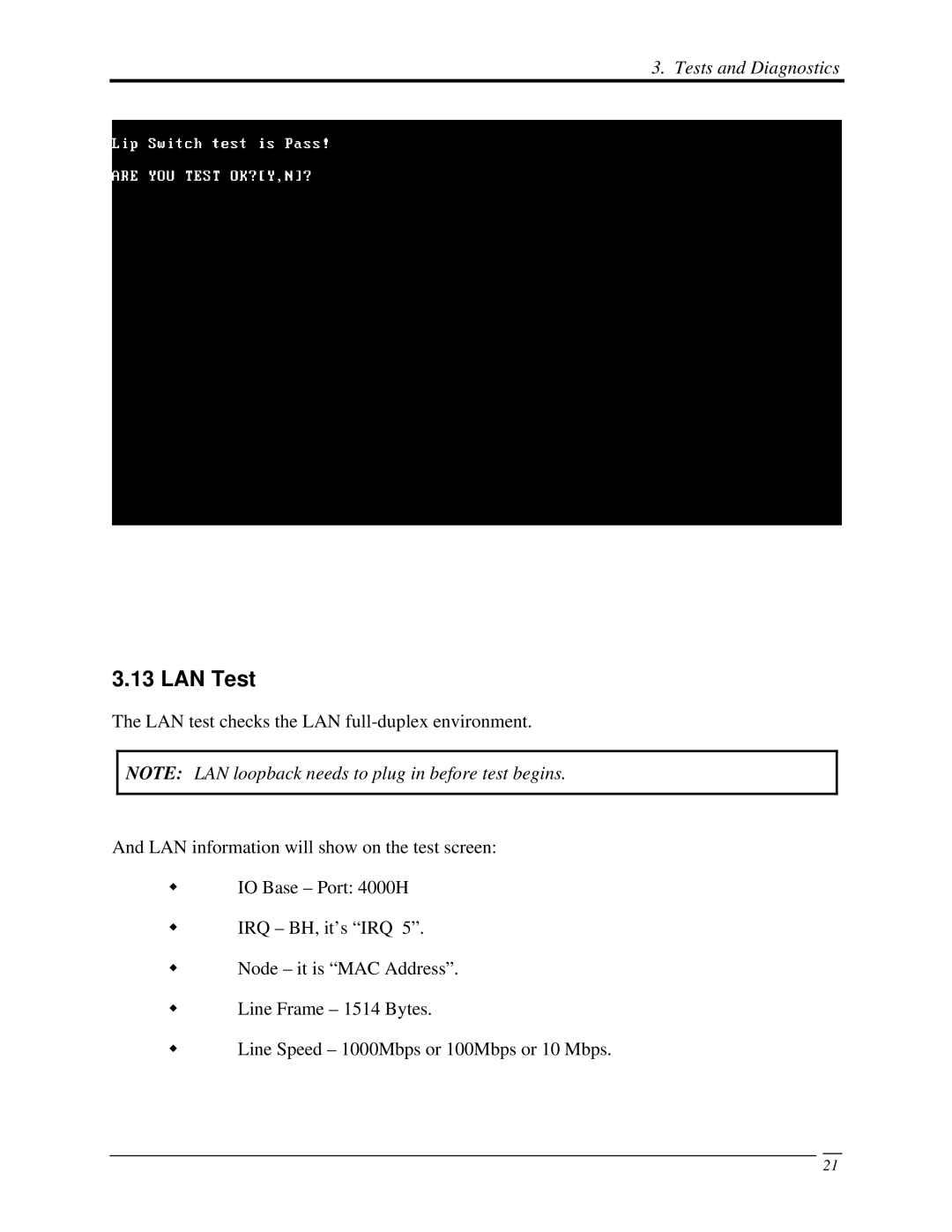 Toshiba A350 manual LAN Test 