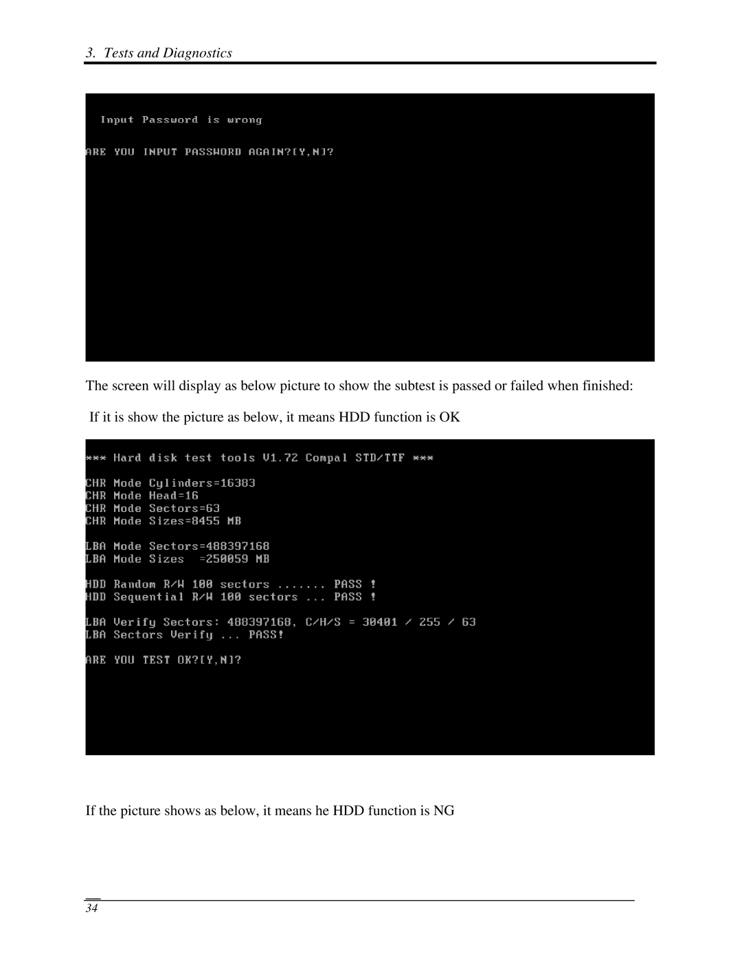 Toshiba A350 manual Tests and Diagnostics 