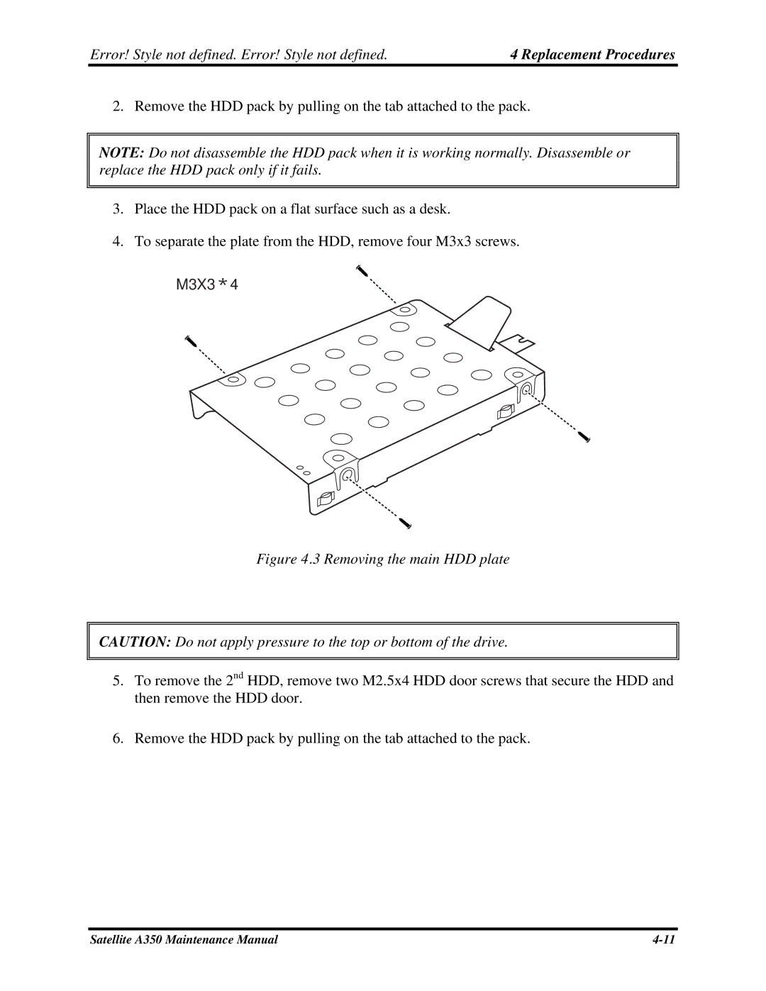 Toshiba A350 manual M3X3＊4 