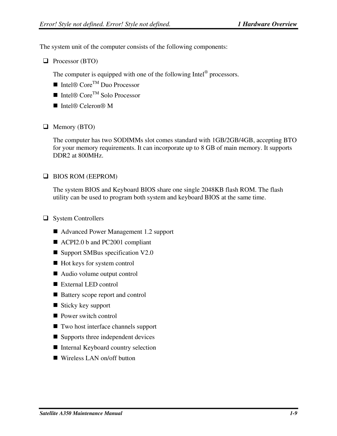 Toshiba A350 manual ‰ Bios ROM Eeprom 