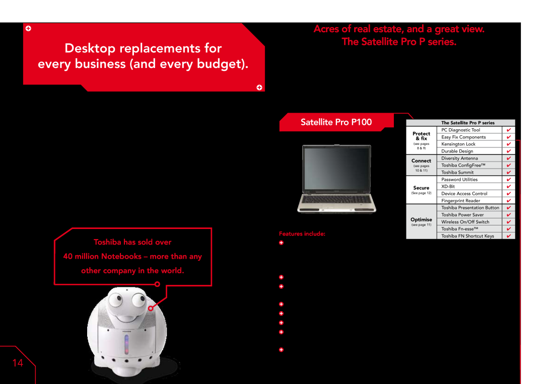 Toshiba A6, A3X Desktop replacements for every business and every budget, Satellite Pro P100, other company in the world 