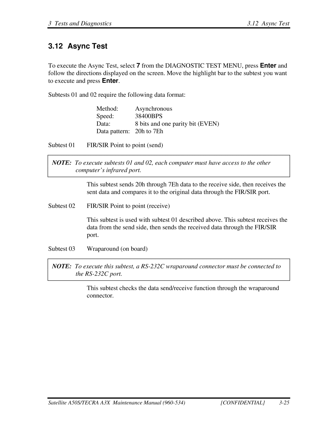 Toshiba A3X manual Tests and Diagnostics Async Test 