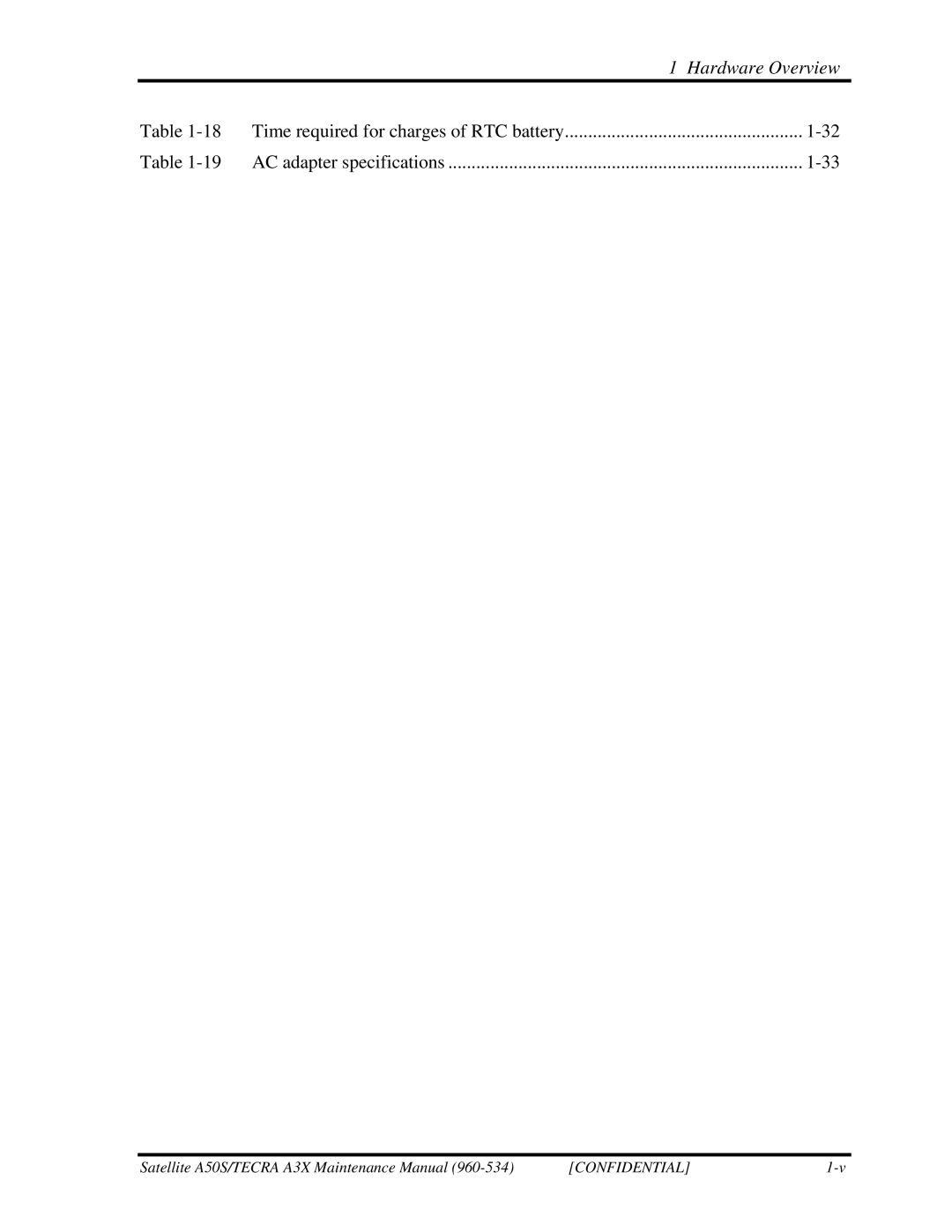 Toshiba A3X manual Time required for charges of RTC battery 