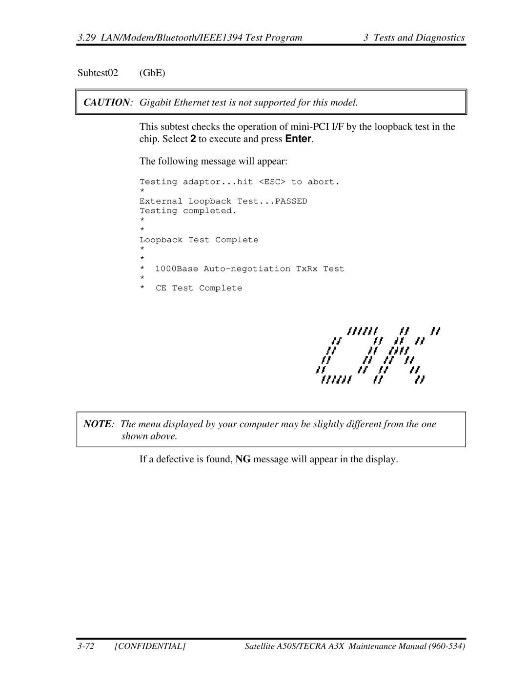 Toshiba A3X manual Confidential 