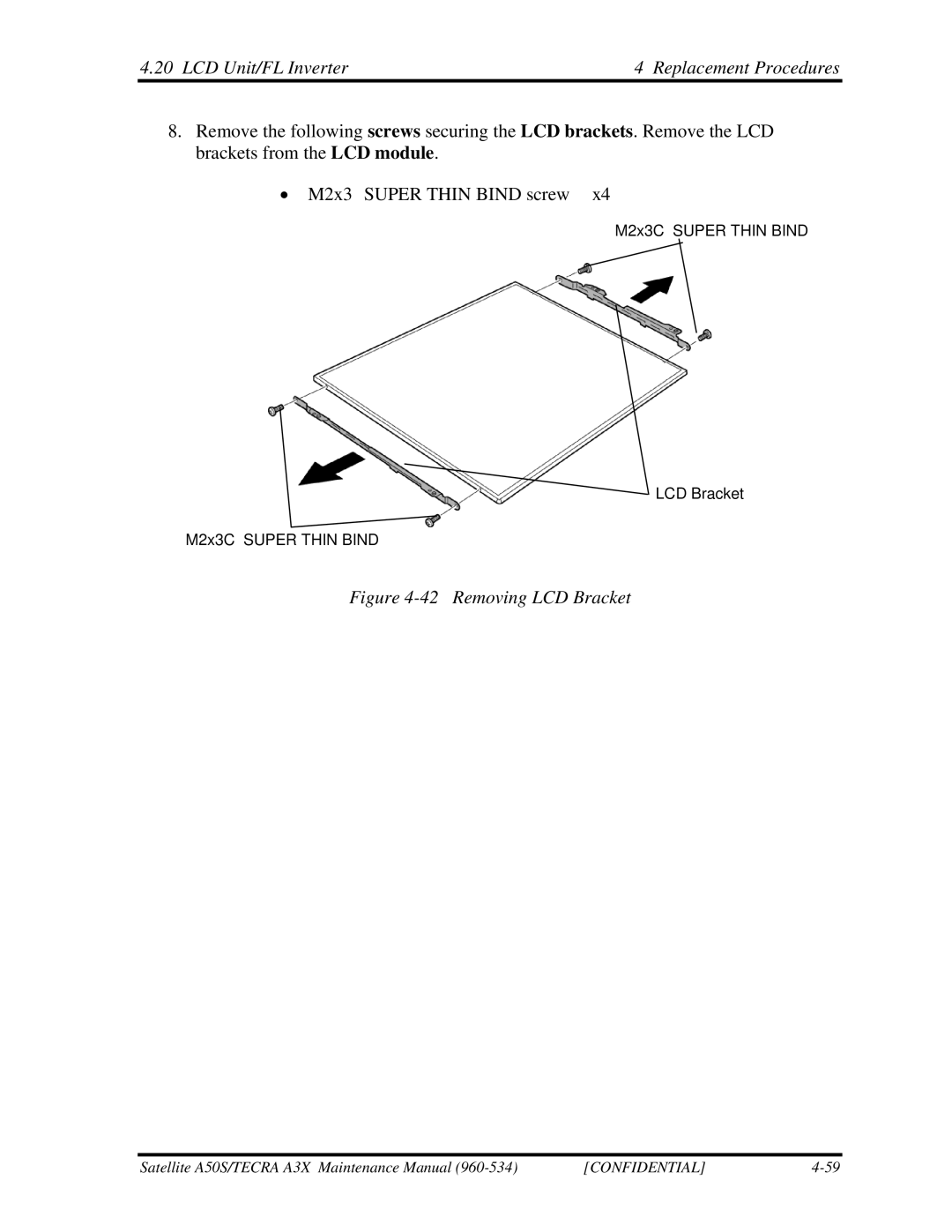 Toshiba A3X manual Removing LCD Bracket 