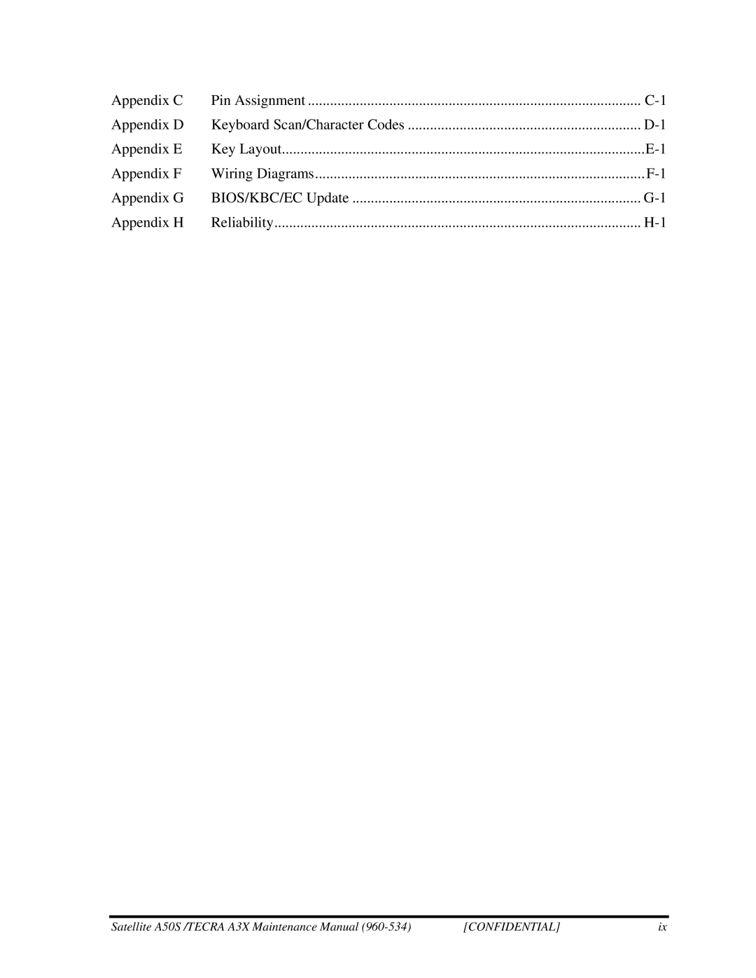 Toshiba A3X manual Confidential 