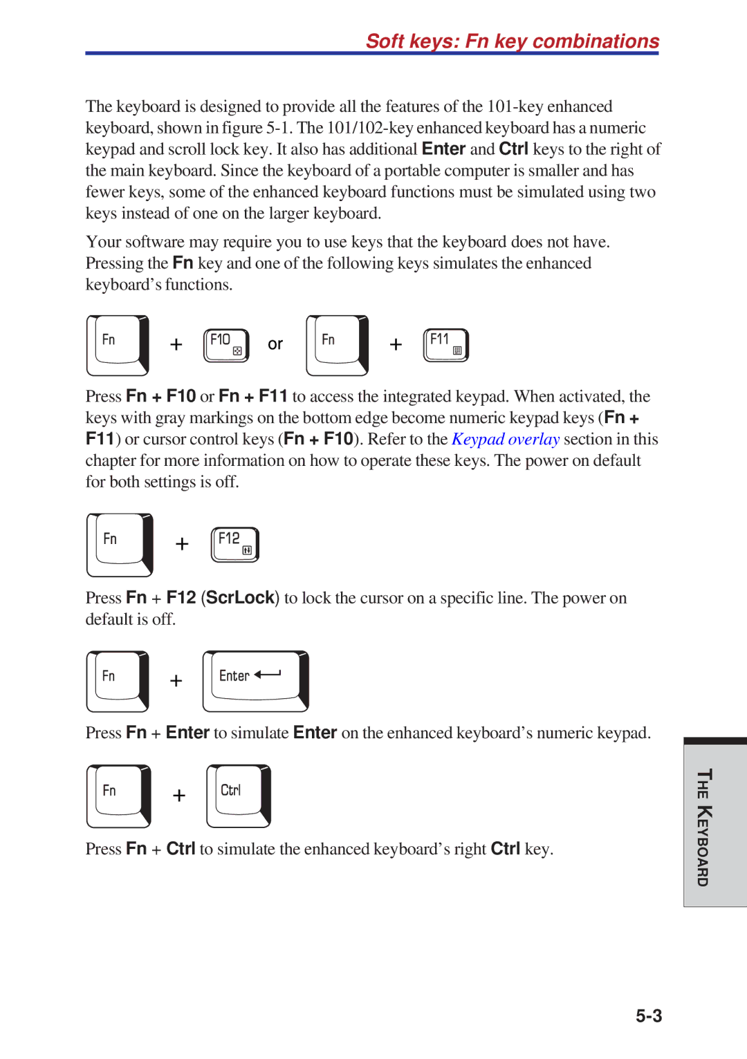 Toshiba A40 Series manual Soft keys Fn key combinations 