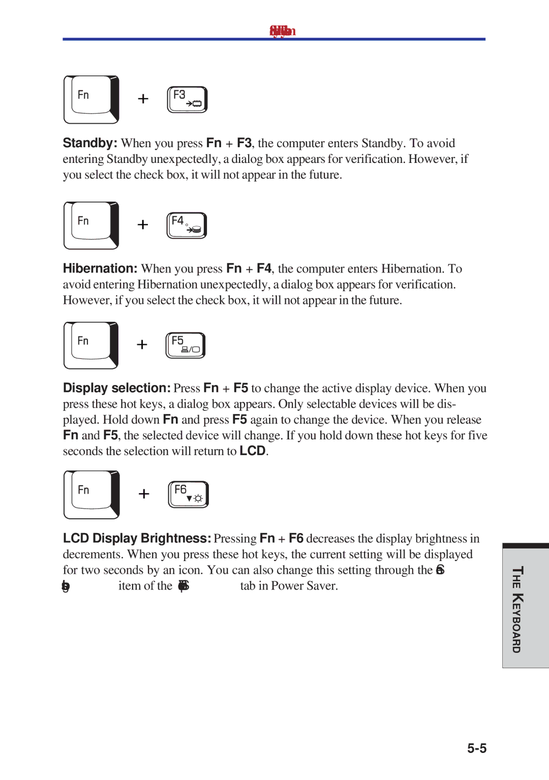 Toshiba A40 Series manual Soft keys Fn key combinations 