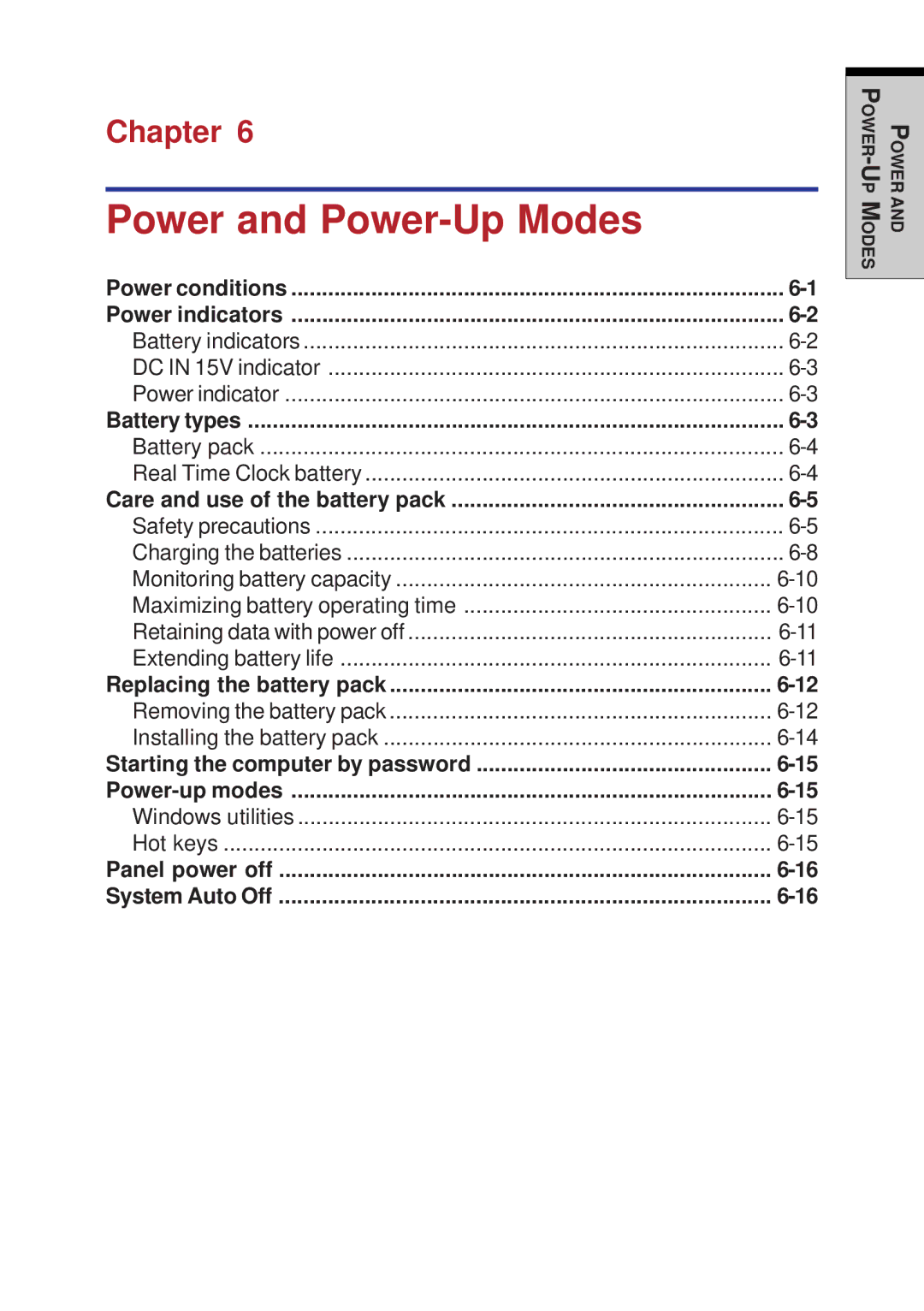 Toshiba A40 Series manual Power and Power-Up Modes, Chapter 