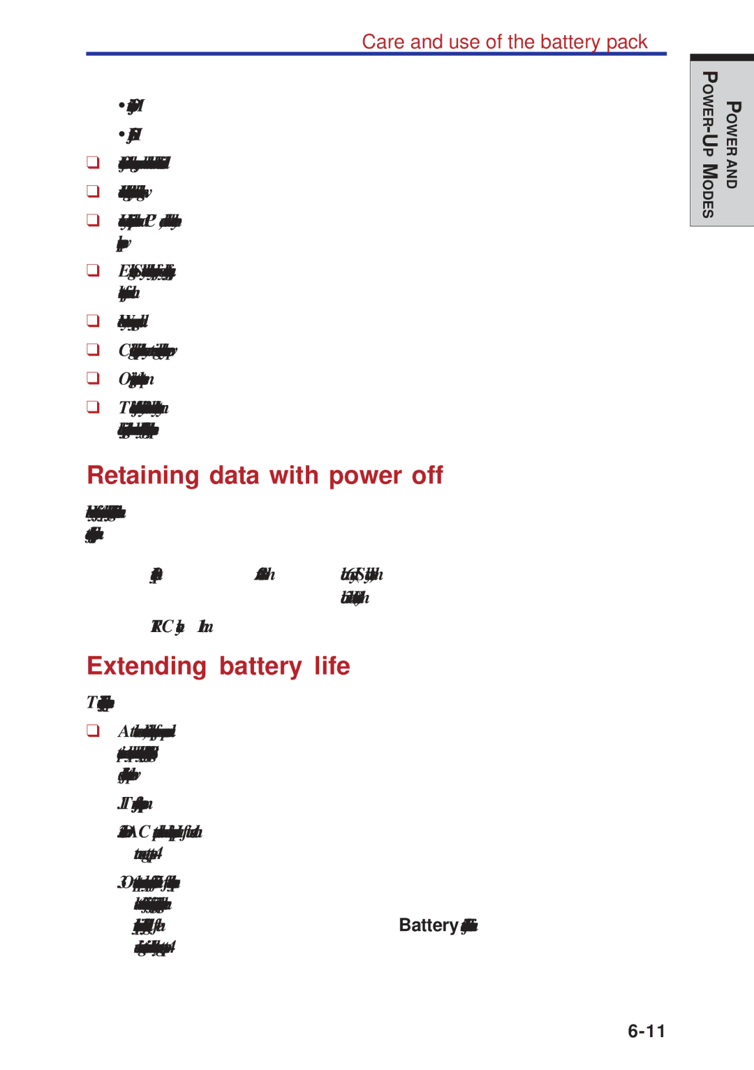 Toshiba A40 Series manual Retaining data with power off, Extending battery life 