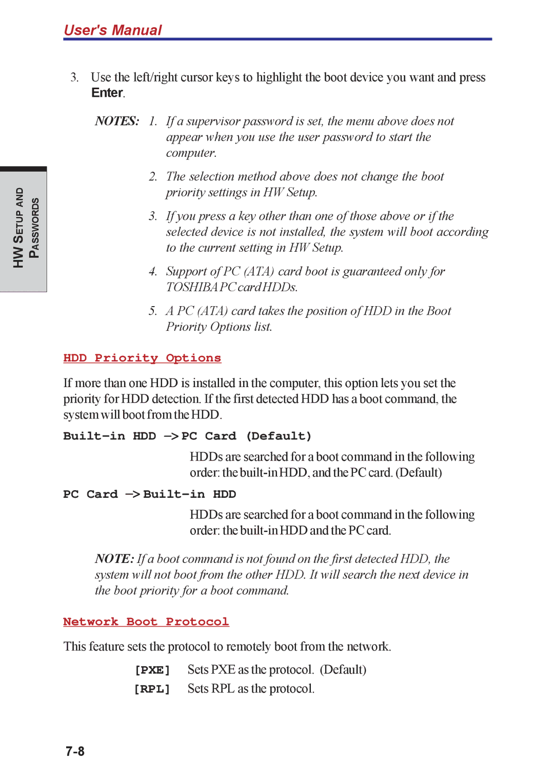 Toshiba A40 Series manual Enter, HDD Priority Options 